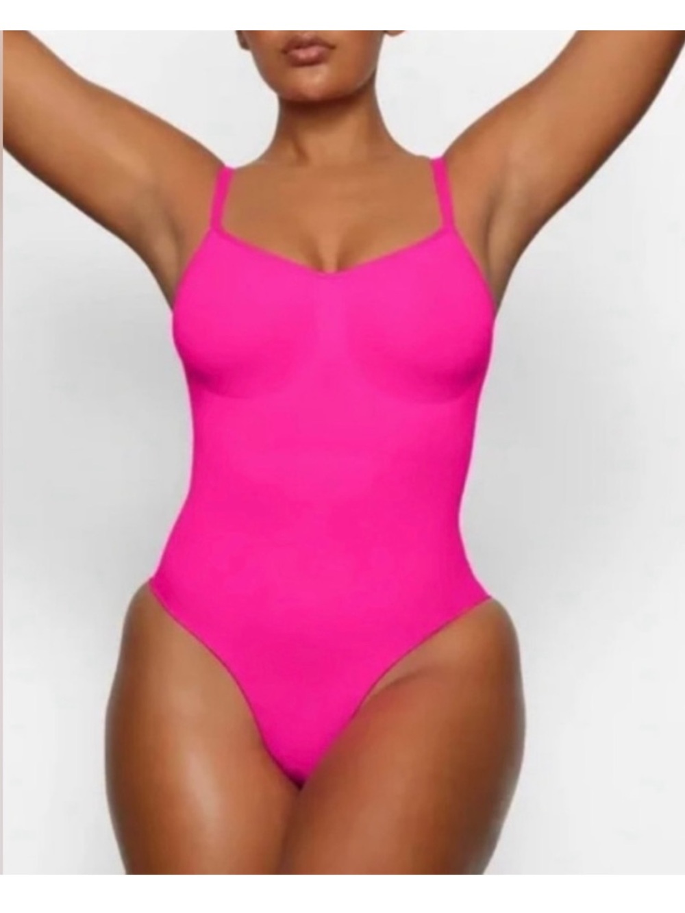 SKIMS Scuplting Bodysuit with Snaps Hot Florescent Pink Large/Extra Large